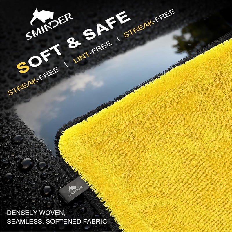 SMINDER 1400 GSM Car Drying Towels – Microfiber Towels for Cars (48" x 24"), Ultra-Absorbent, Streak-Free, Scratch-Free, No Water Spots, Double-Twist Pile & Edgeless Design - Image 5
